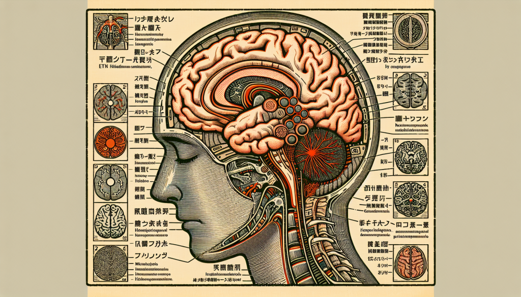 A diagram of the human brain with areas related to headaches highlighted