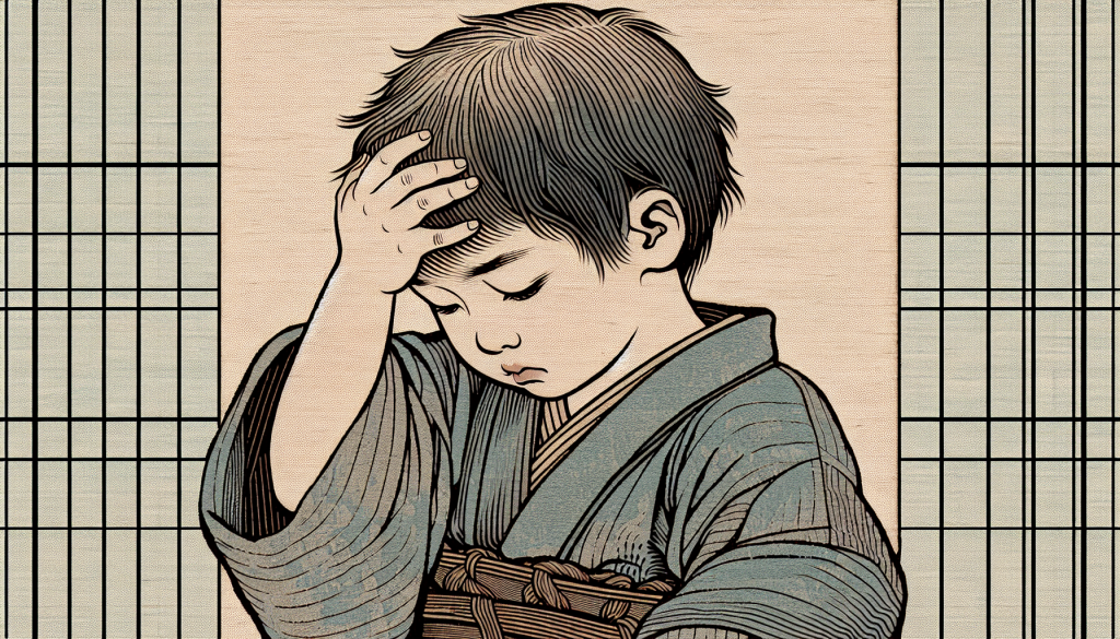 An illustration of a child with a headache
