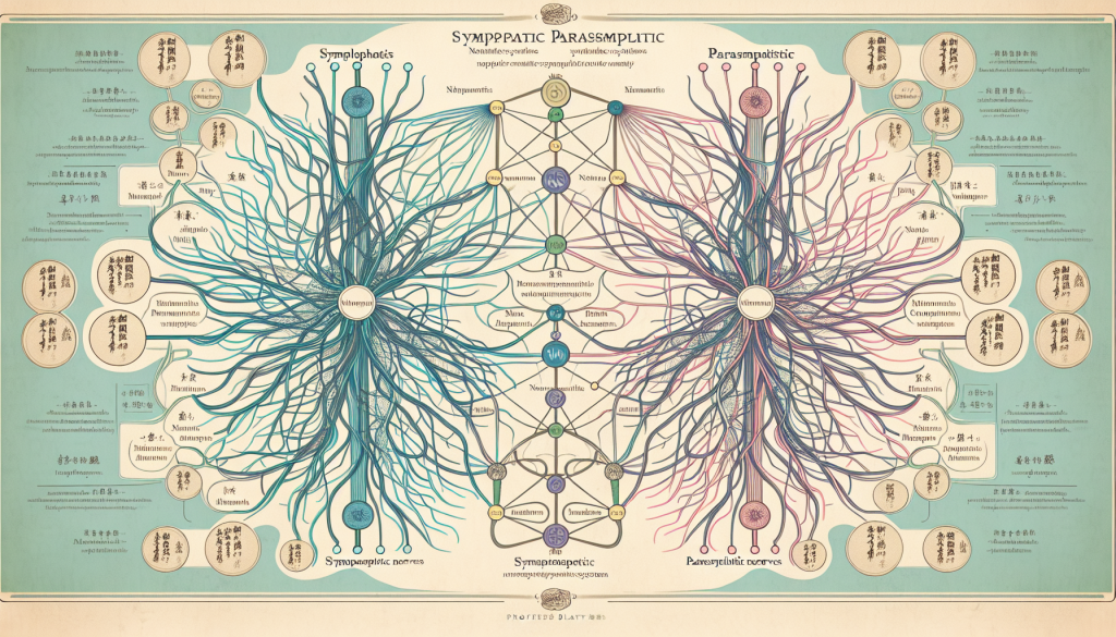 Diagram showing the difference between sympathetic and parasympathetic nerves