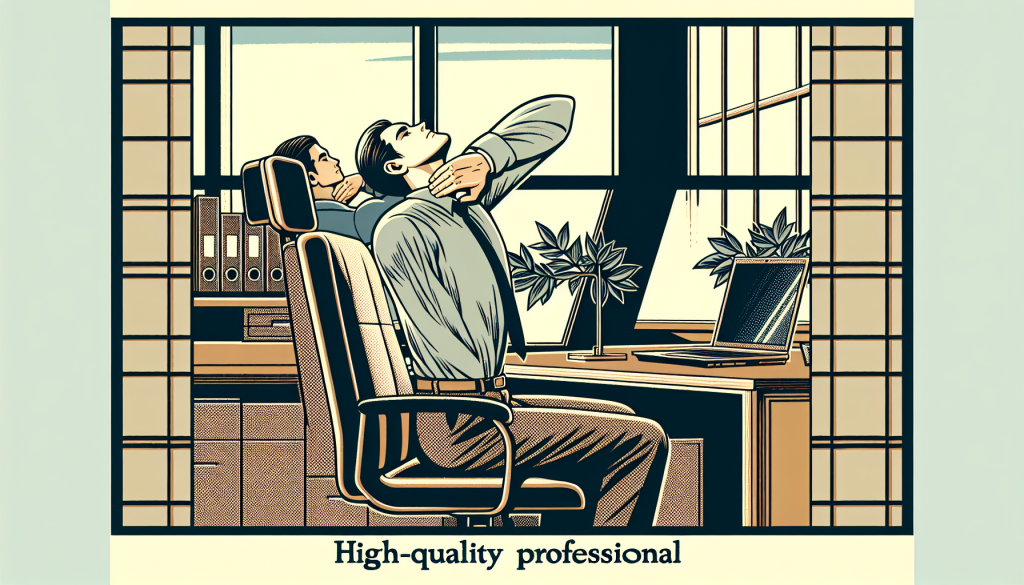 A person doing neck stretches at their desk