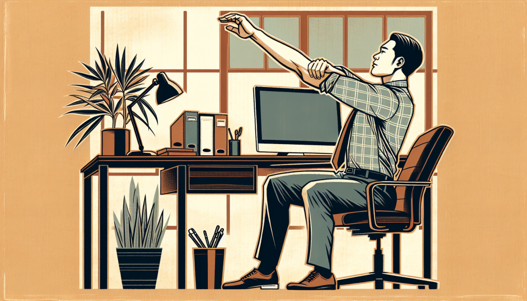 Man doing desk stretches