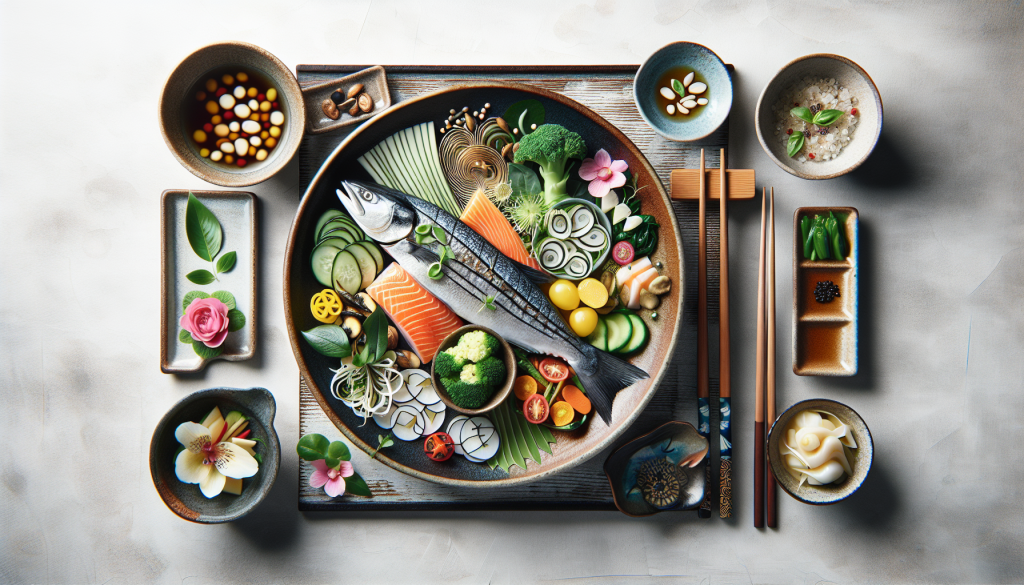 Healthy balanced meal with fish and vegetables