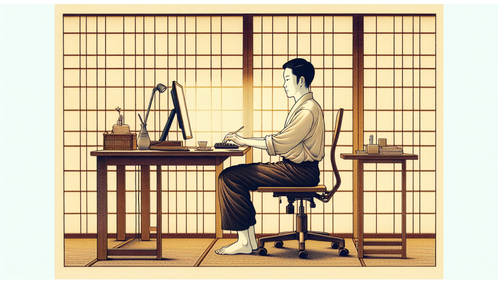 A person sitting at a desk with correct posture