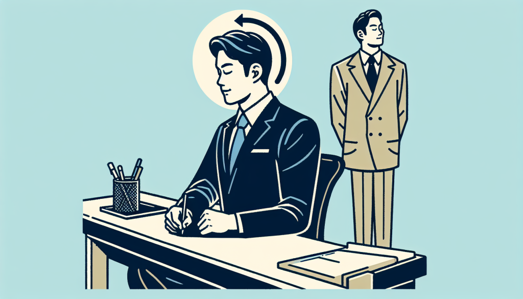 An illustration of a person sitting with good posture at a desk