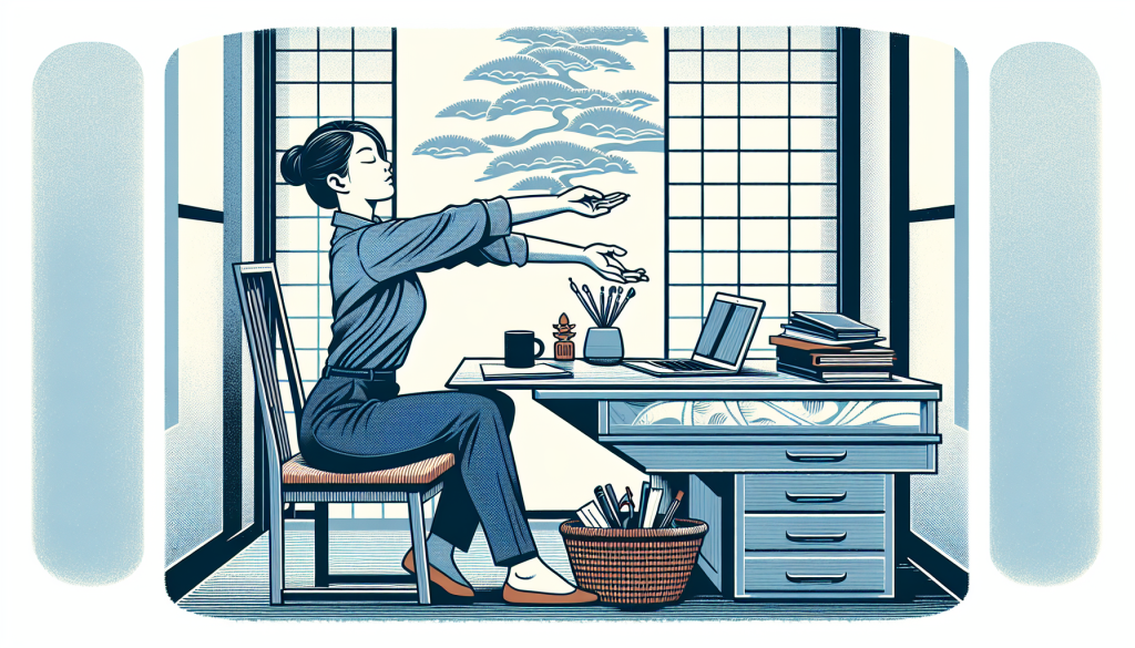 Person stretching at desk
